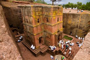 One of 11 monolithic churches in Ethiopia chiseled entirely out of rock