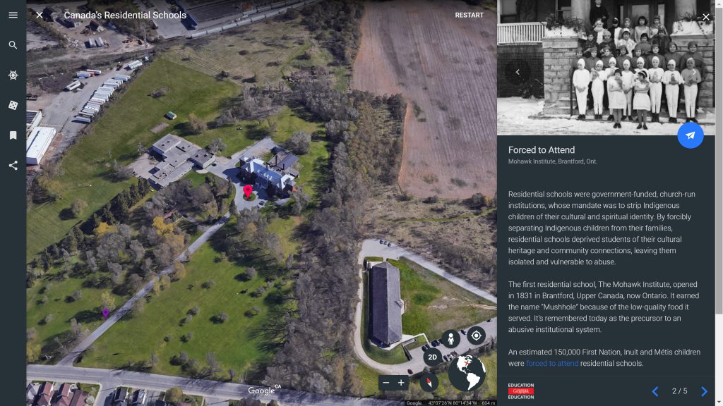 Google Earth Voyager Residential Schools Story