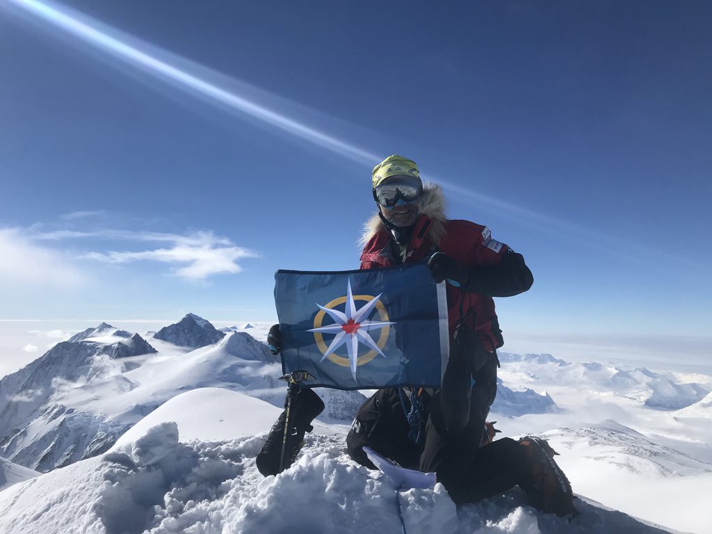 Laval St. Germain with RCGS flag on Mount Vinson