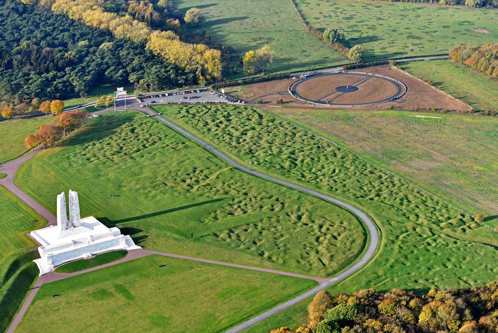 Vimy centennial park aerial view vimy national historic site