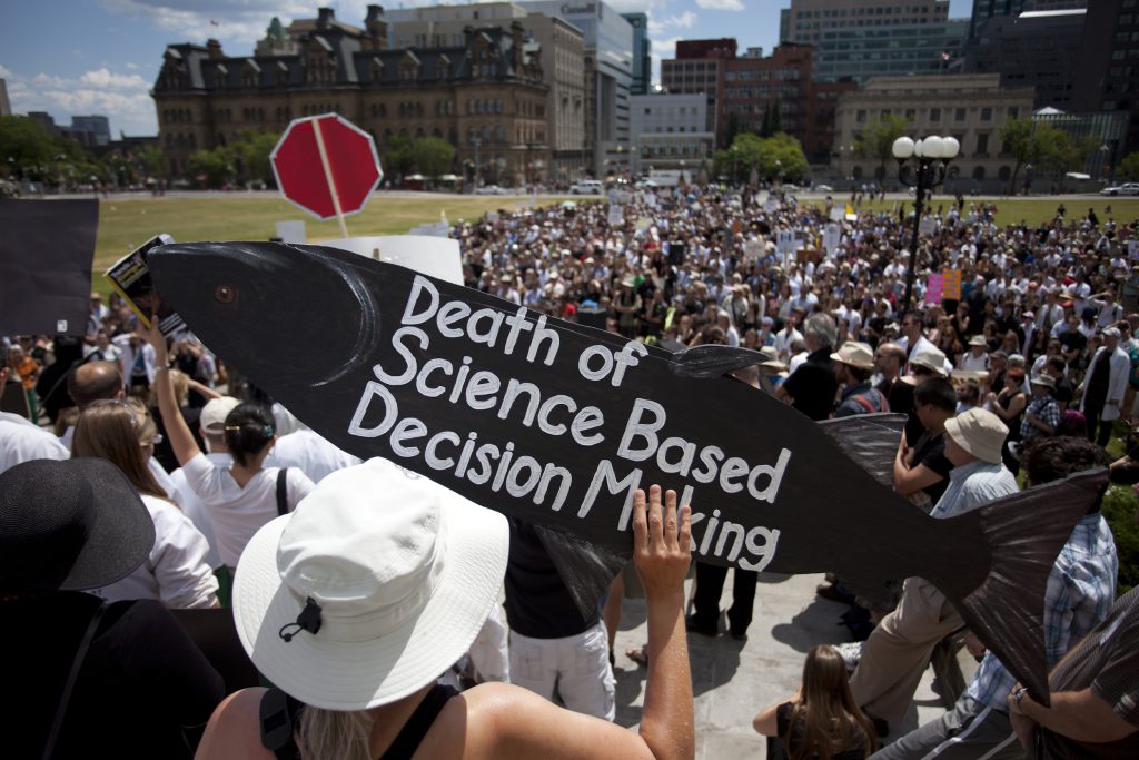 Demonstrators on Parliament Hill in 2012