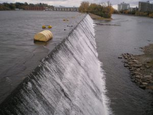 The main spillway for the Hydro-Quebec's Riviere des Prairies dam