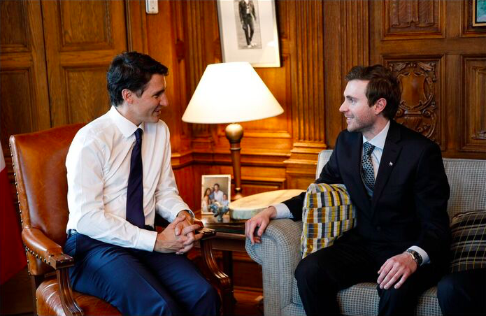 Prime Minister Justin Trudeau talks with RCGS Explorer-in-Residence Adam Shoalts