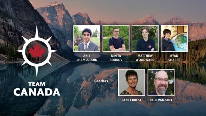 Slide showing photos of the members of the 2021 iGeo Team Canada and their coaches