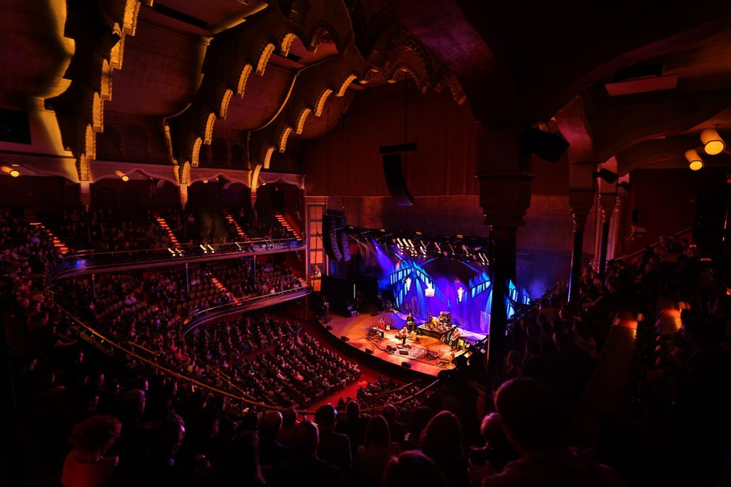 Stage-lit view of Massey Hall's stage