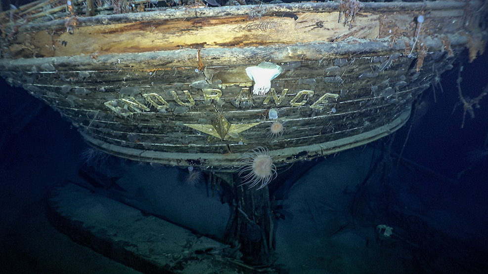 The wreck of Endurance at the bottom of the ocean